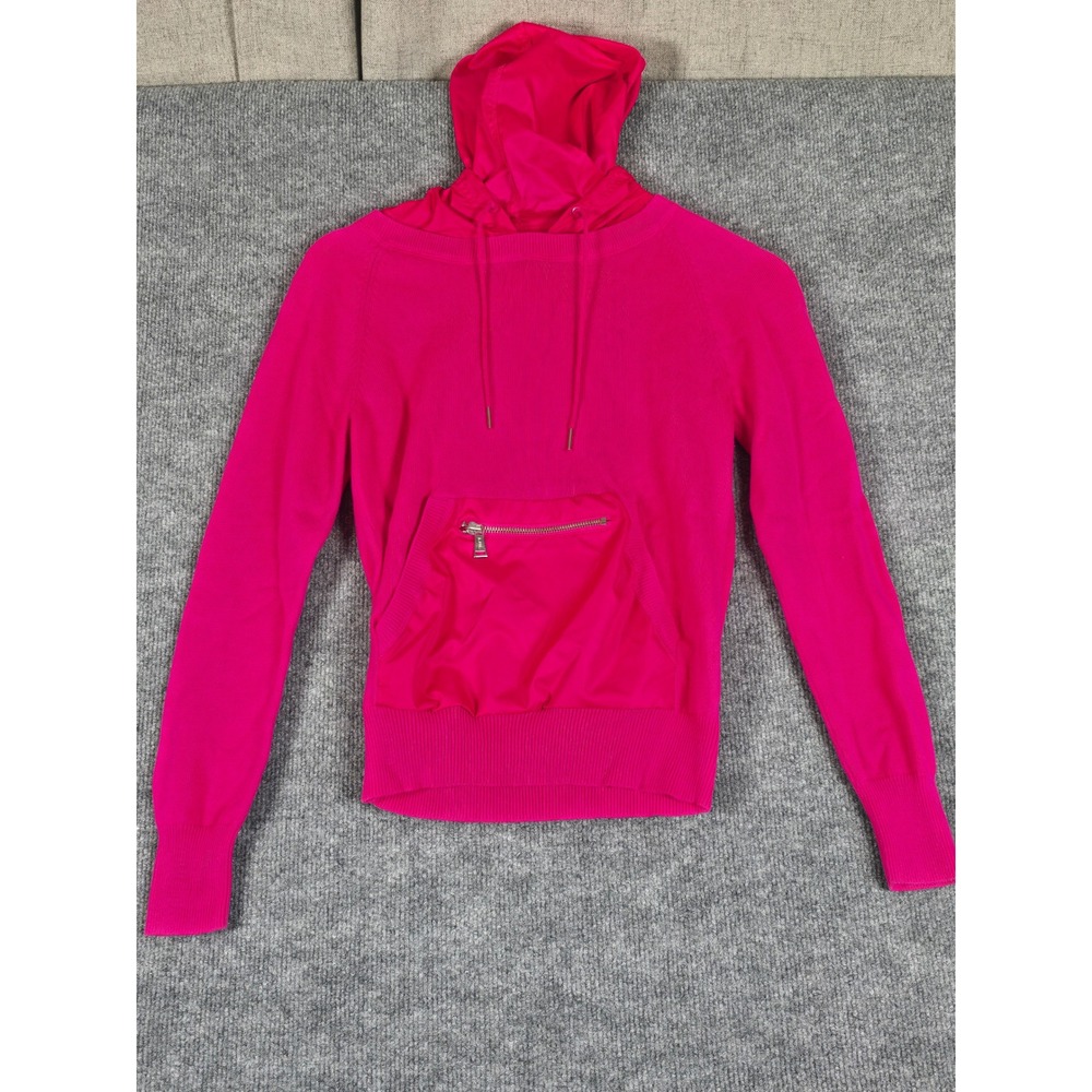 LRL Ralph Lauren Active Pink Knit Hoodie Kangaroo Pocket Zipper XS